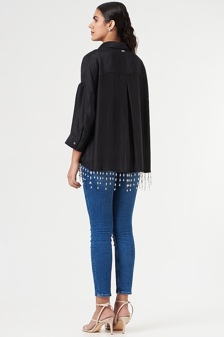 Black Shirt in Silk by 431-88 By Shweta Kapur at Pernia's Pop Up Shop
