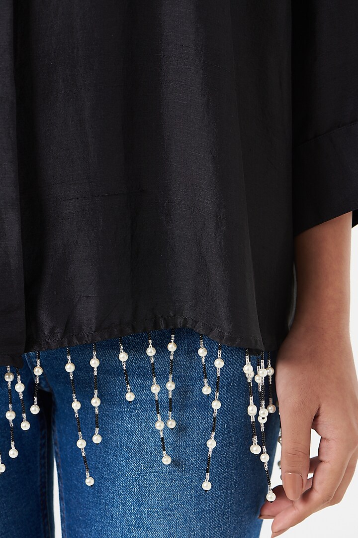 Black Shirt in Silk by 431-88 By Shweta Kapur at Pernia's Pop Up Shop
