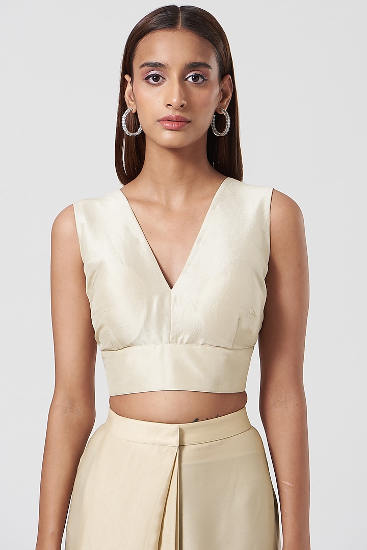 Ivory Silk Blouse by 431-88 By Shweta Kapur at Pernia's Pop Up Shop