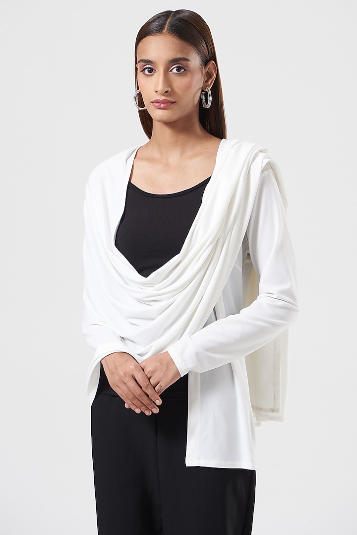 White Jersey Cape by 431-88 By Shweta Kapur at Pernia's Pop Up Shop