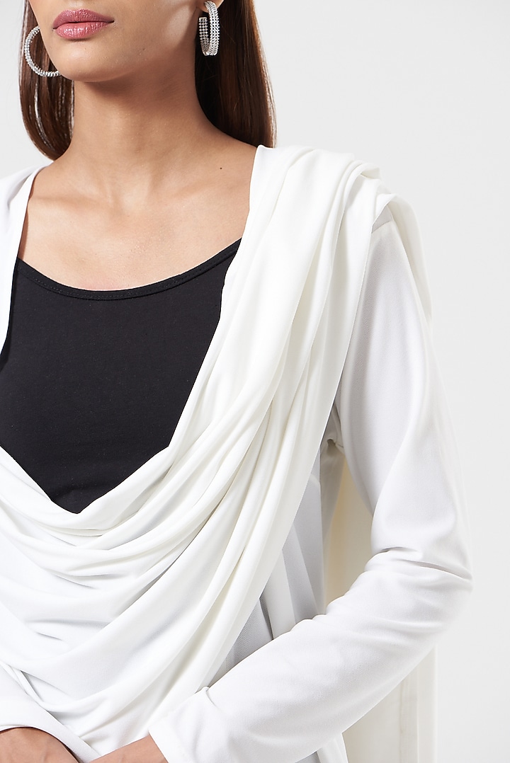 White Jersey Cape by 431-88 By Shweta Kapur at Pernia's Pop Up Shop