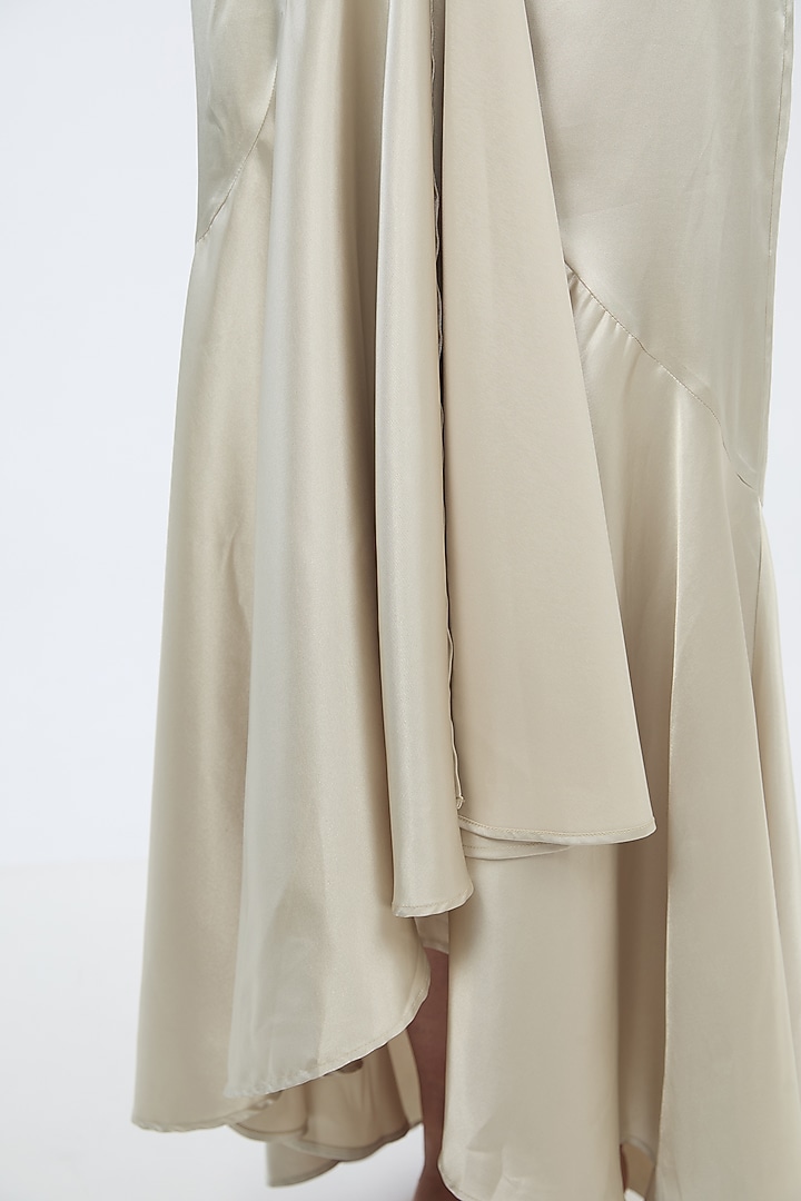 Ecru Satin Draped Skirt by 431-88 By Shweta Kapur at Pernia's Pop Up Shop