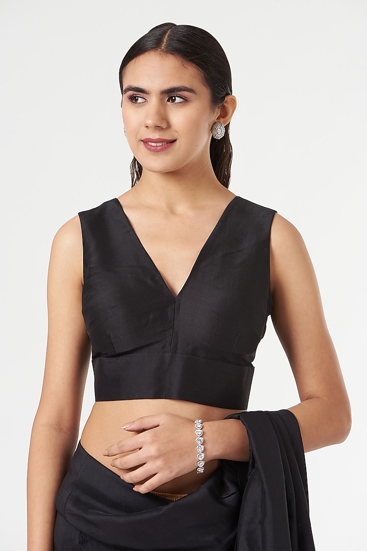 Black Silk Blouse by 431-88 By Shweta Kapur at Pernia's Pop Up Shop