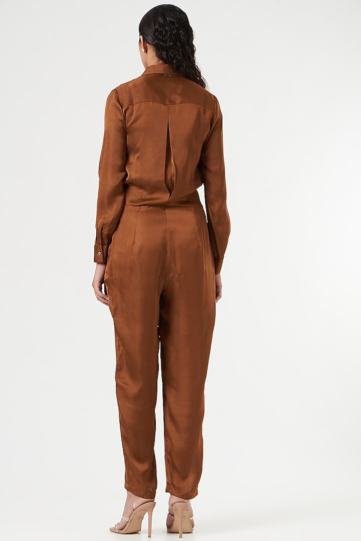 Copper Mini Silk Jumpsuit by 431-88 By Shweta Kapur at Pernia's Pop Up Shop