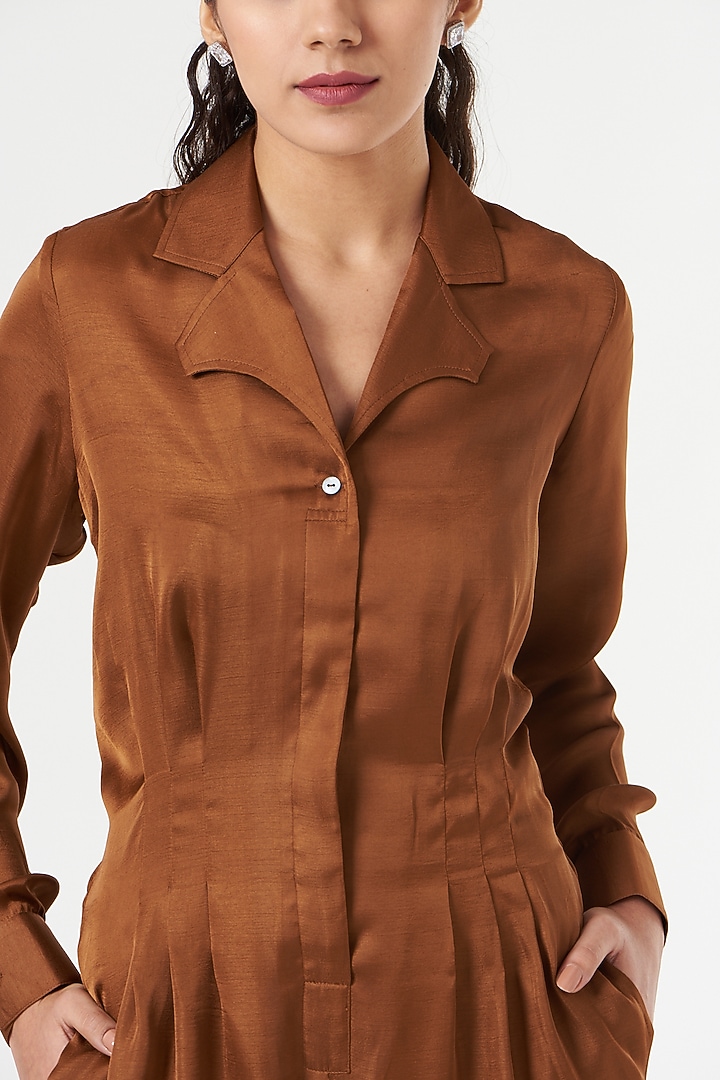 Copper Mini Silk Jumpsuit by 431-88 By Shweta Kapur at Pernia's Pop Up Shop