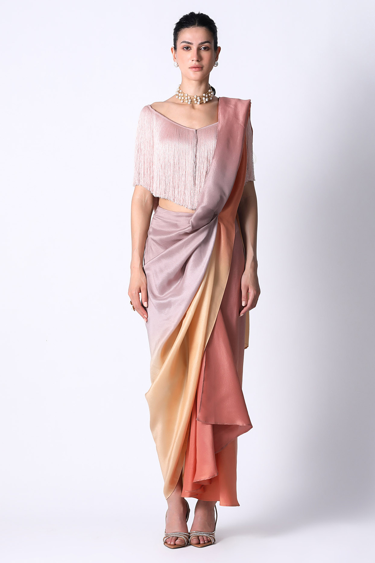 Baby Pink Fringe Top by 431-88 By Shweta Kapur at Pernia's Pop Up Shop