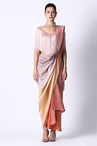 Baby Pink Fringe Top by 431-88 By Shweta Kapur