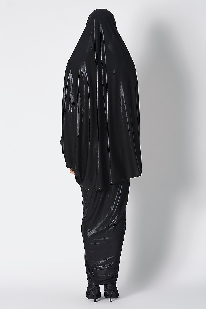 Black Liquid Jersey Skirt by 431-88 By Shweta Kapur at Pernia's Pop Up Shop
