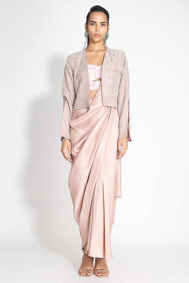 Baby Pink Silk Wedding Saree by 431-88 By Shweta Kapur at Pernia's Pop Up Shop