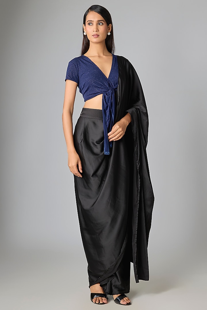 Navy Shimmer Jersey Top by 431-88 By Shweta Kapur at Pernia's Pop Up Shop