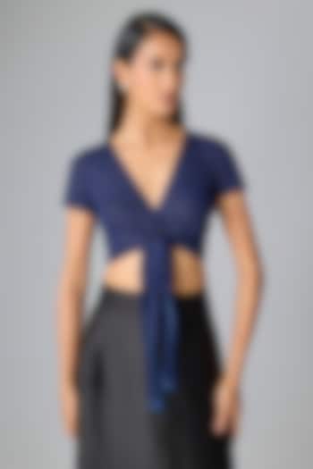 Navy Shimmer Jersey Top by 431-88 By Shweta Kapur at Pernia's Pop Up Shop