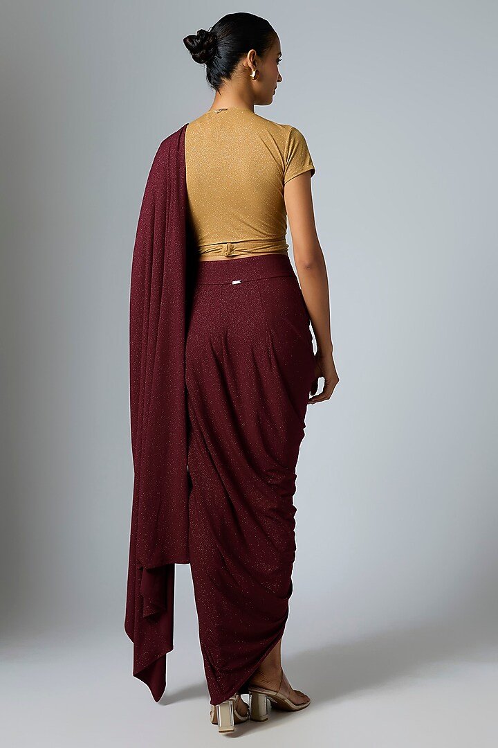 Gold Shimmer Jersey Tie-up Top by 431-88 By Shweta Kapur at Pernia's Pop Up Shop