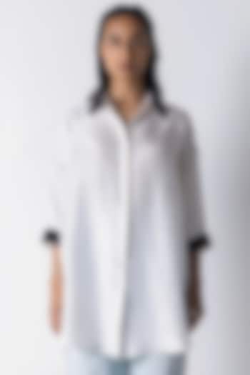 White Silk Sequins Embroidered Shirt by 431-88 By Shweta Kapur at Pernia's Pop Up Shop