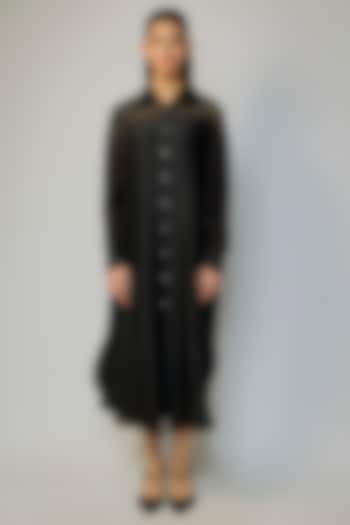 Black Silk Cocktail Shirt Dress by 431-88 By Shweta Kapur at Pernia's Pop Up Shop