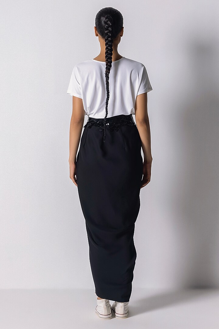 Black Micropoly Skirt by 431-88 By Shweta Kapur at Pernia's Pop Up Shop