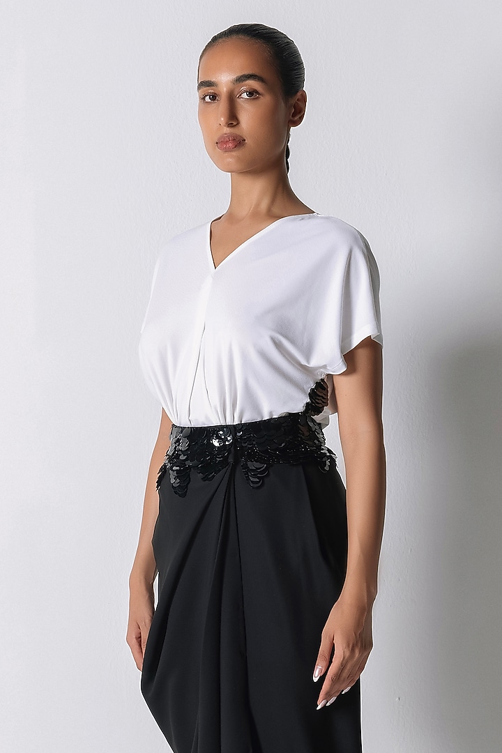 Black Micropoly Skirt by 431-88 By Shweta Kapur at Pernia's Pop Up Shop