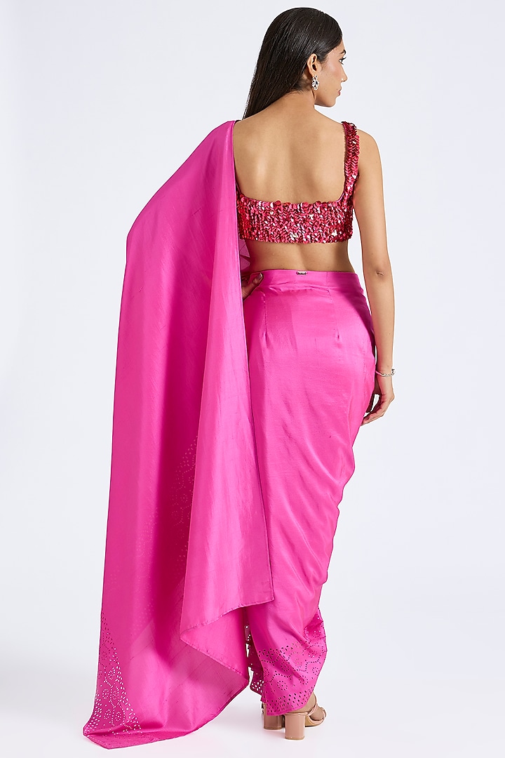 Fuchsia Silk Pre-Draped Wedding Saree by 431-88 By Shweta Kapur at Pernia's Pop Up Shop