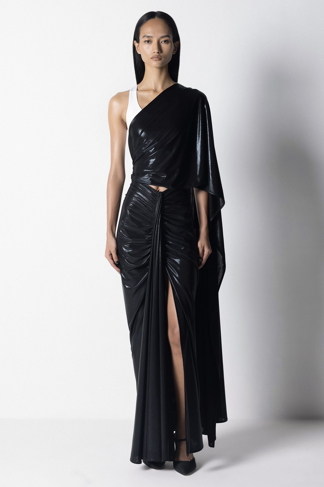 Black Liquid Jersey Party Wear Saree by 431-88 By Shweta Kapur at Pernia's Pop Up Shop