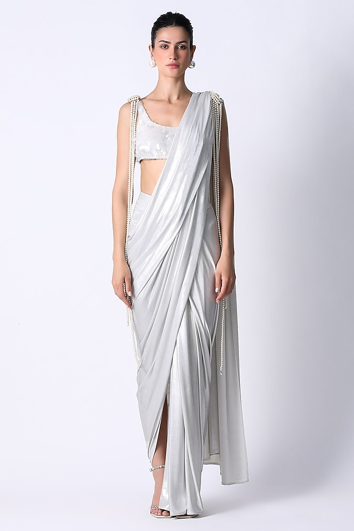 White Silk Blouse by 431-88 By Shweta Kapur at Pernia's Pop Up Shop