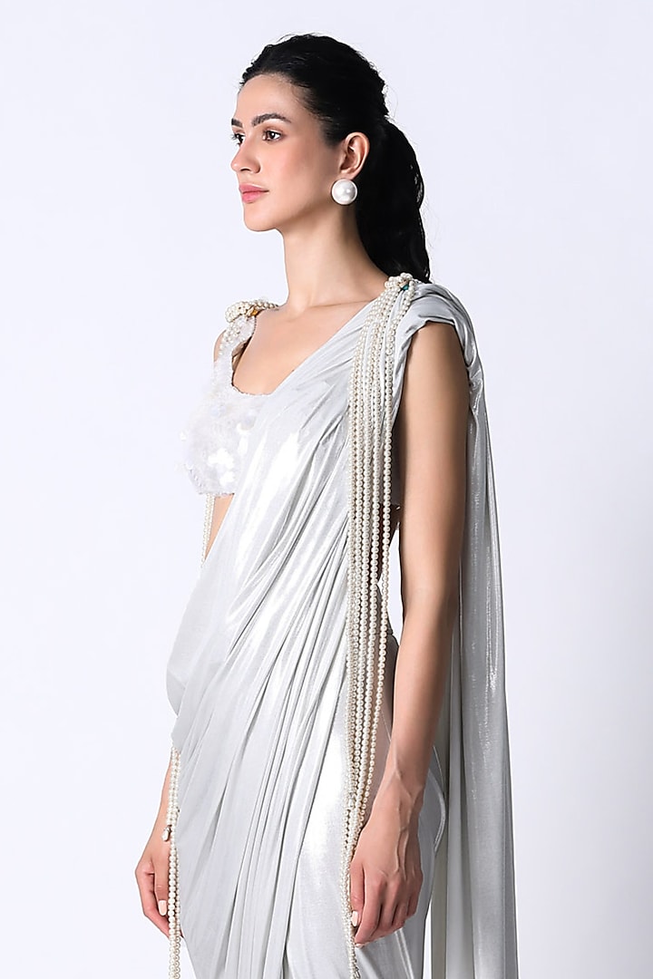 White Silk Blouse by 431-88 By Shweta Kapur at Pernia's Pop Up Shop