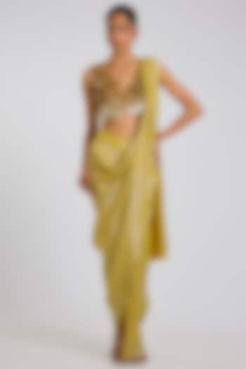 Champagne Cotton Hand Embroidered Blouse by 431-88 By Shweta Kapur at Pernia's Pop Up Shop