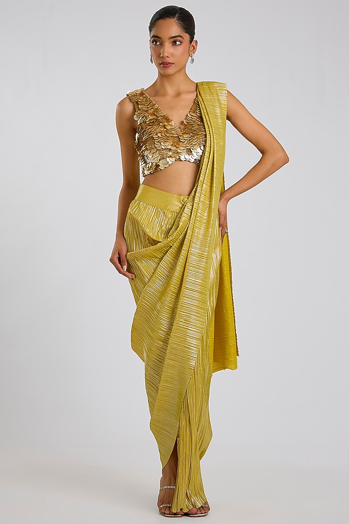 Champagne Cotton Hand Embroidered Blouse by 431-88 By Shweta Kapur at Pernia's Pop Up Shop