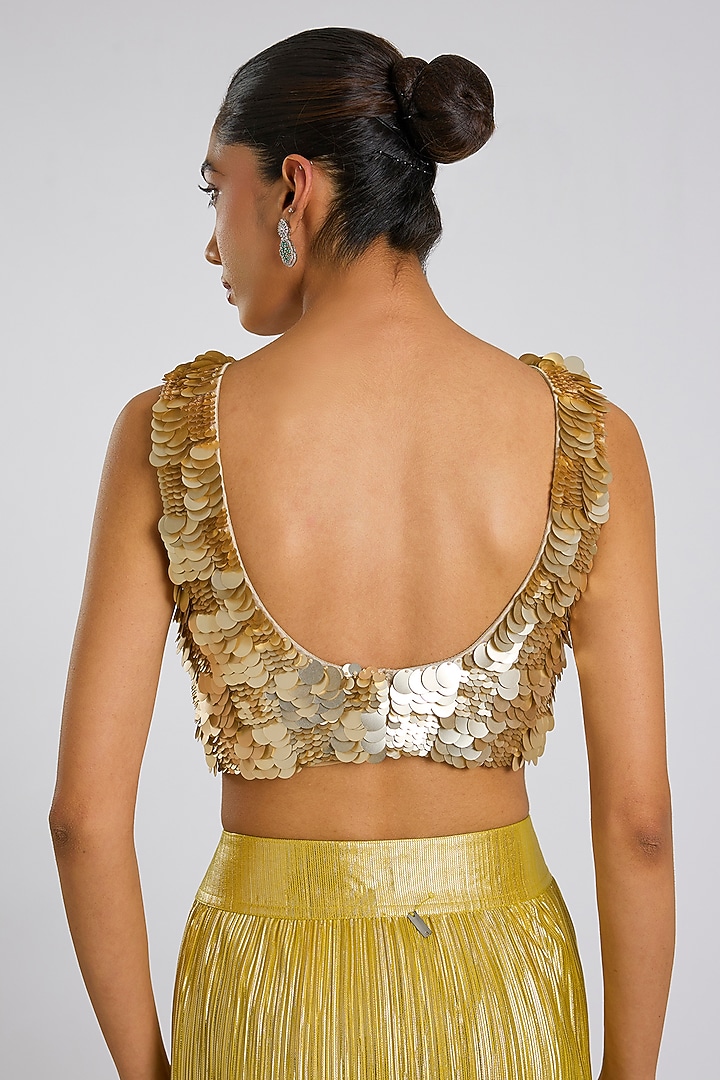 Champagne Cotton Hand Embroidered Blouse by 431-88 By Shweta Kapur at Pernia's Pop Up Shop