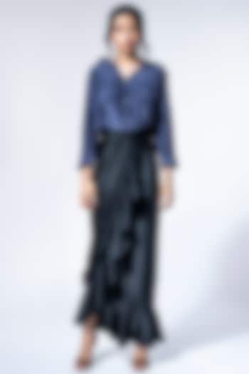 Black-Draped Lungi Skirt by 431-88 By Shweta Kapur