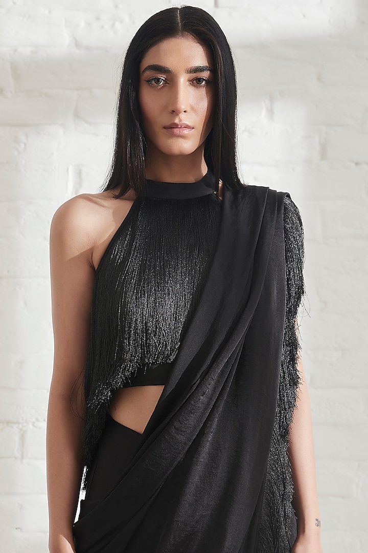 Black Halter Neck Top by 431-88 By Shweta Kapur at Pernia's Pop Up Shop