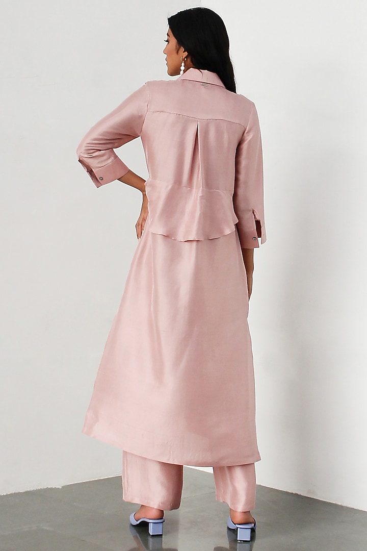 Baby Pink Dupion Silk knot Kurta Set by 431-88 By Shweta Kapur at Pernia's Pop Up Shop