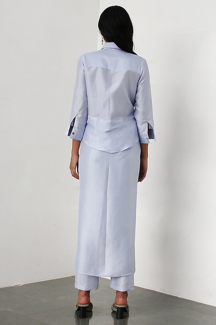 Ice Blue Hand Embroidered  Knot Kurta Set by 431-88 By Shweta Kapur at Pernia's Pop Up Shop