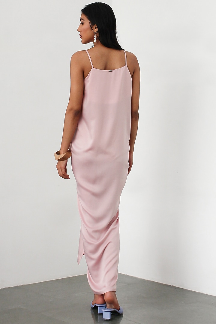 Baby Pink Ruched Slip Vacation Dress by 431-88 By Shweta Kapur at Pernia's Pop Up Shop