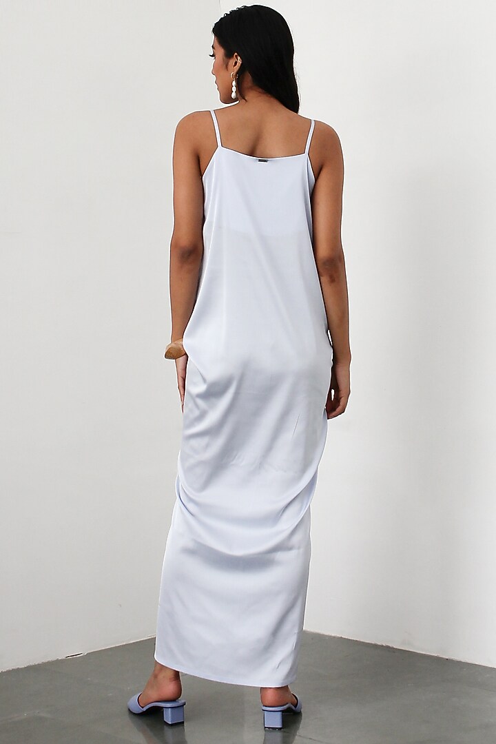 Ice Blue Ruched Slip Vacation Dress by 431-88 By Shweta Kapur at Pernia's Pop Up Shop