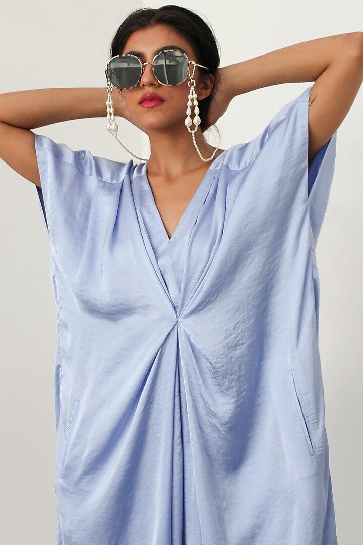 Ice Blue Satin Lounge Jumpsuit by 431-88 By Shweta Kapur at Pernia's Pop Up Shop