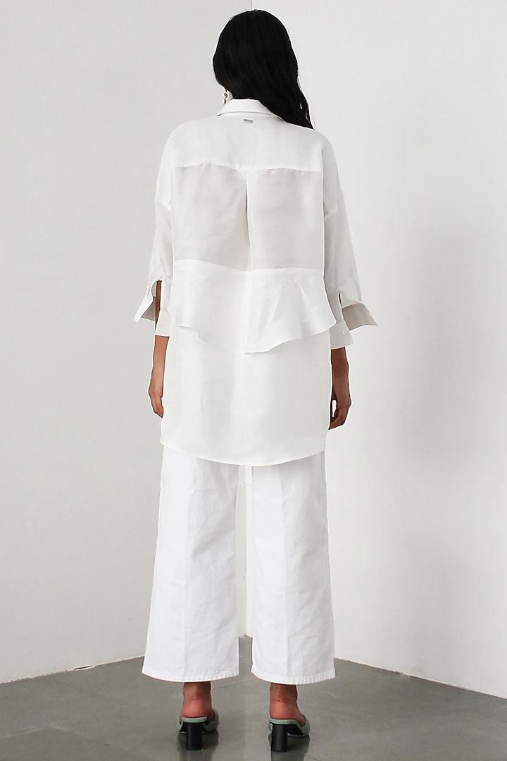 White Dupion Silk Knot Shirt by 431-88 By Shweta Kapur at Pernia's Pop Up Shop