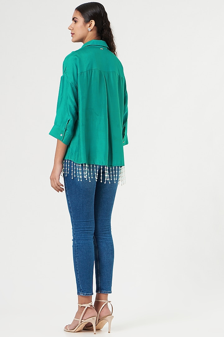 Emerald Silk Shirt by 431-88 By Shweta Kapur at Pernia's Pop Up Shop
