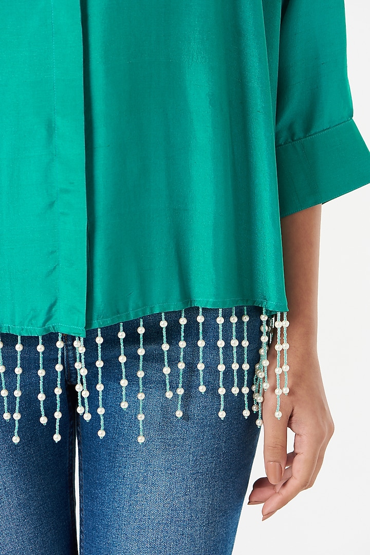 Emerald Silk Shirt by 431-88 By Shweta Kapur at Pernia's Pop Up Shop