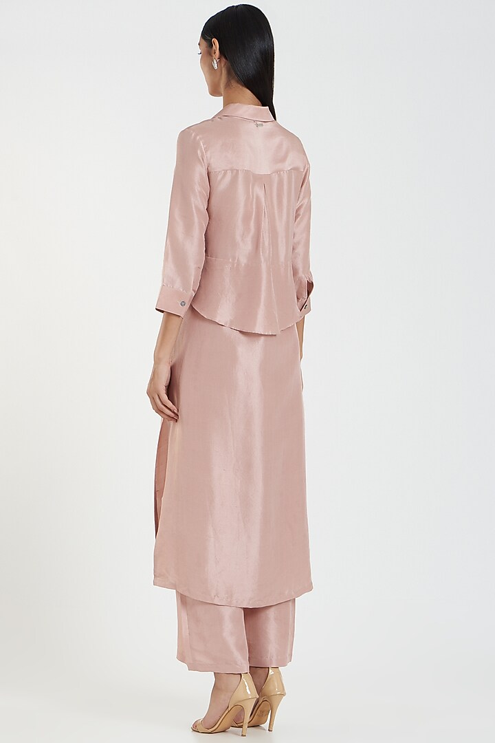 Baby Pink Silk Kurta Set by 431-88 By Shweta Kapur at Pernia's Pop Up Shop