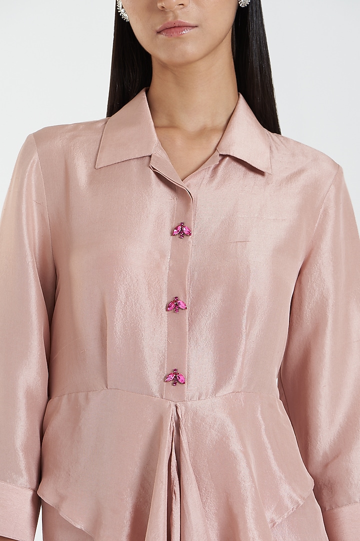 Baby Pink Silk Kurta Set by 431-88 By Shweta Kapur at Pernia's Pop Up Shop