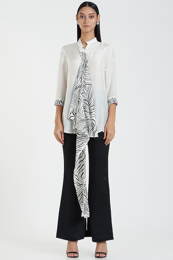 White Shirt In Silk by 431-88 By Shweta Kapur at Pernia's Pop Up Shop