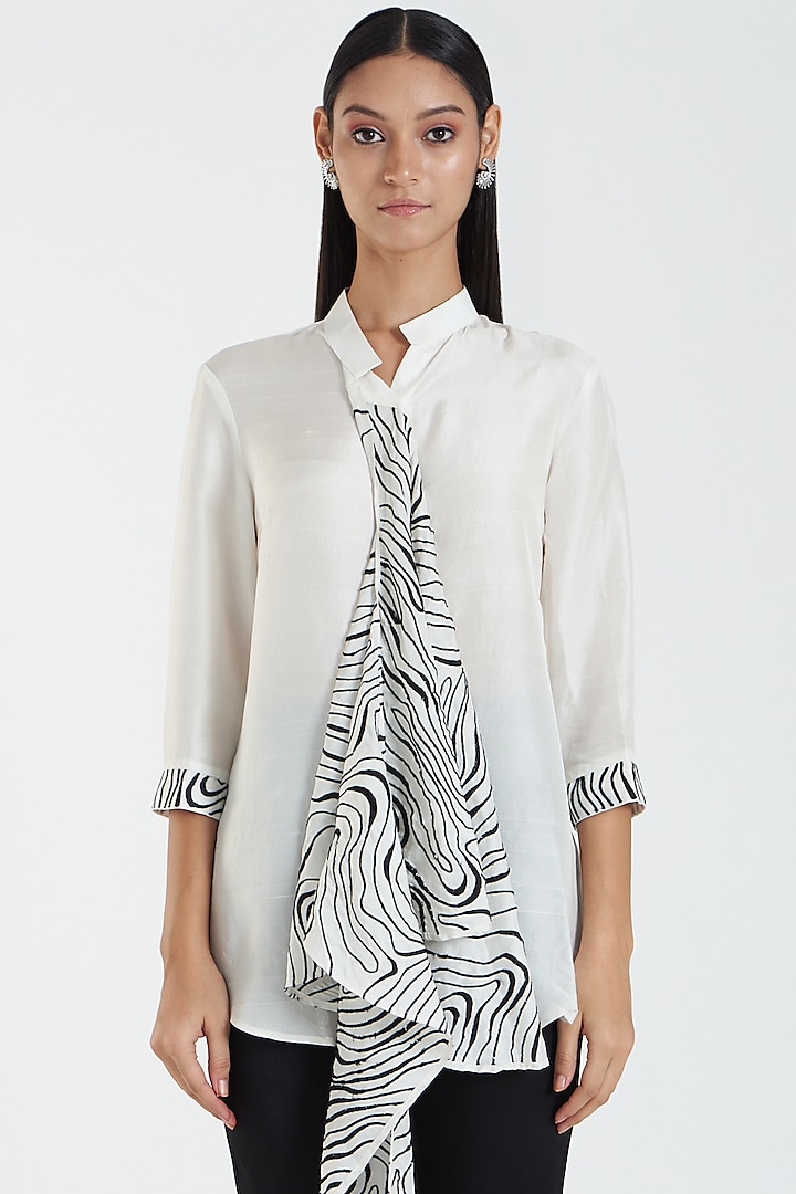 White Shirt In Silk by 431-88 By Shweta Kapur