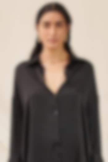 Black Stretch Silk Shirt by 431-88 By Shweta Kapur