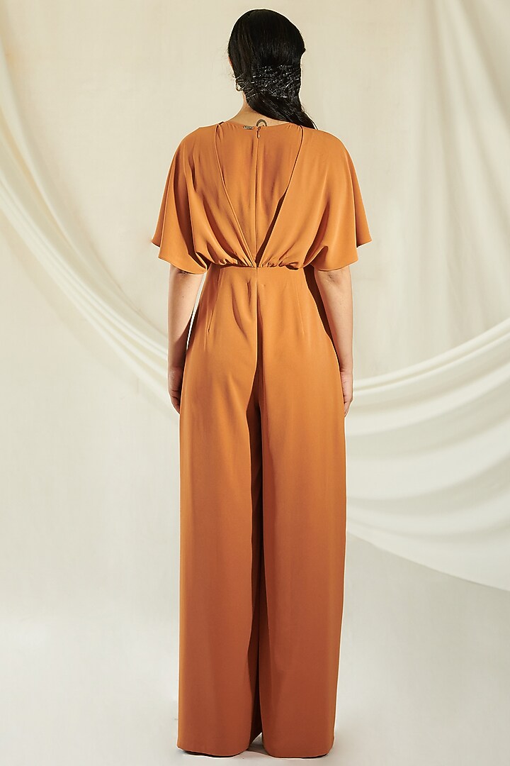 Sunset Orange Wide-Legged Jumpsuit by 431-88 By Shweta Kapur at Pernia's Pop Up Shop