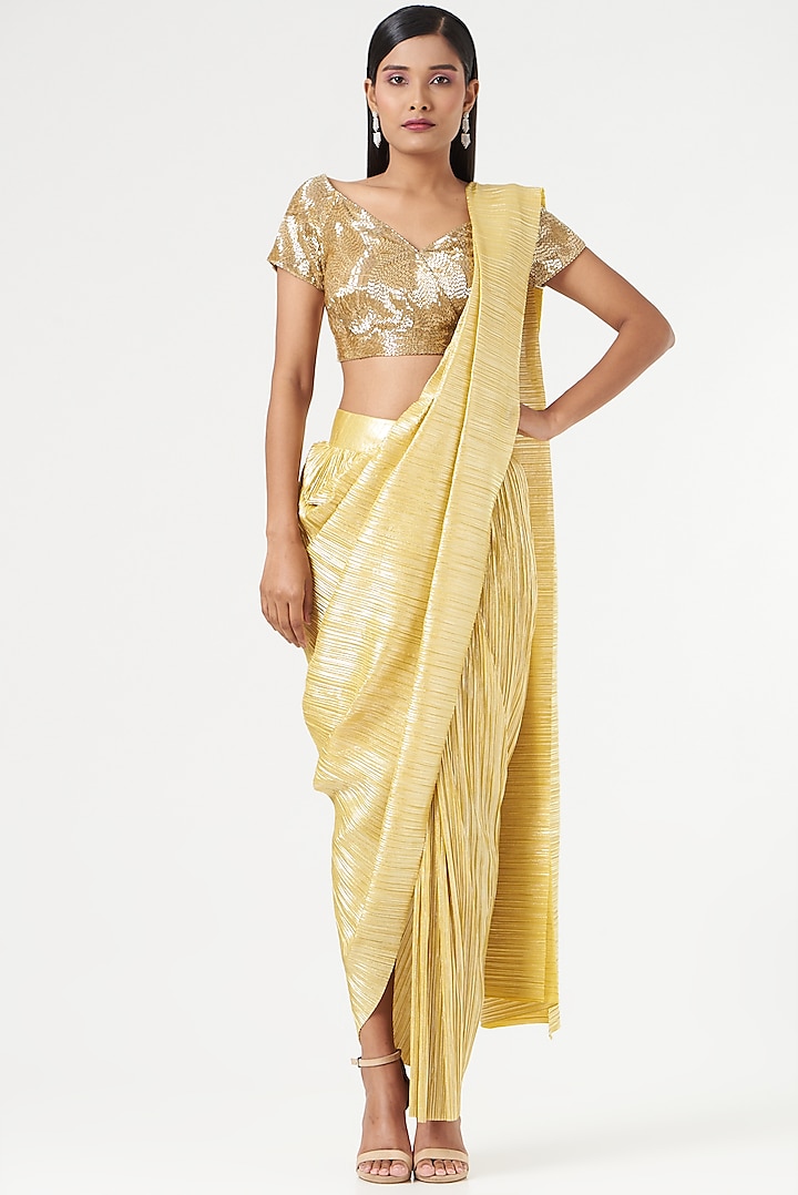 Gold Embellished Blouse by 431-88 By Shweta Kapur