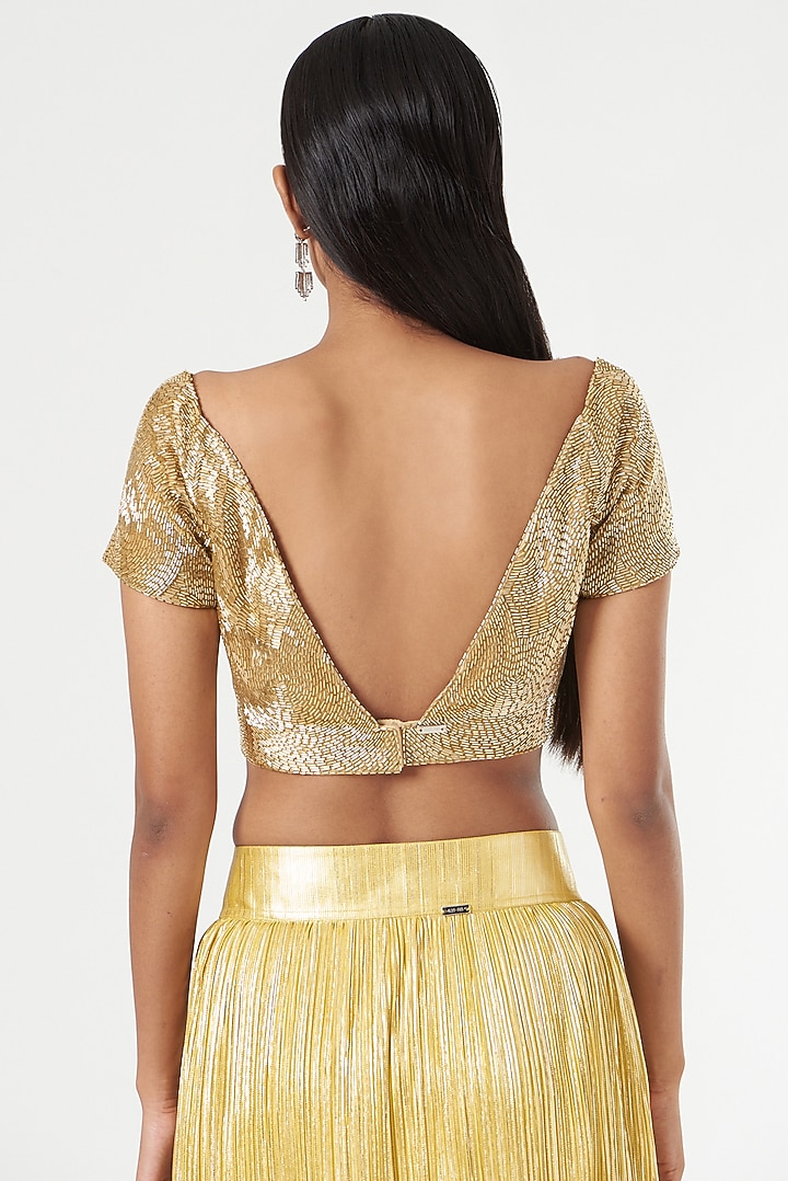 Gold Embellished Blouse by 431-88 By Shweta Kapur at Pernia's Pop Up Shop