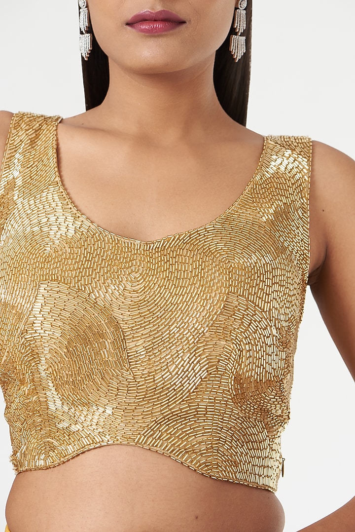 Gold Embellished Blouse by 431-88 By Shweta Kapur at Pernia's Pop Up Shop