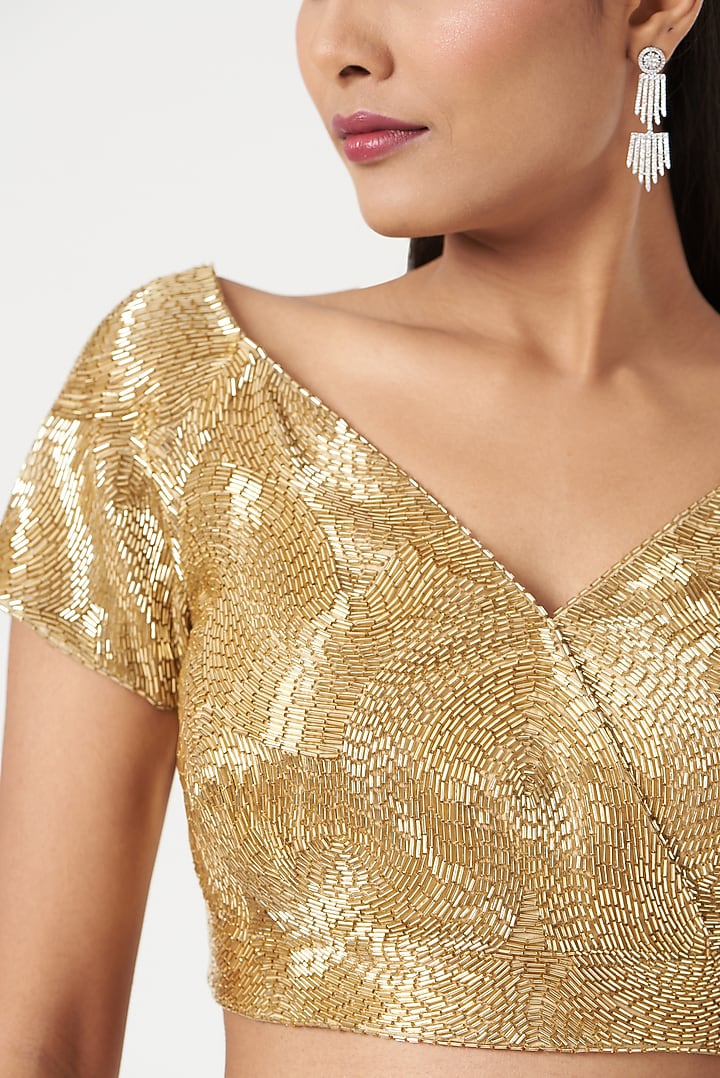 Gold Embellished Blouse by 431-88 By Shweta Kapur at Pernia's Pop Up Shop