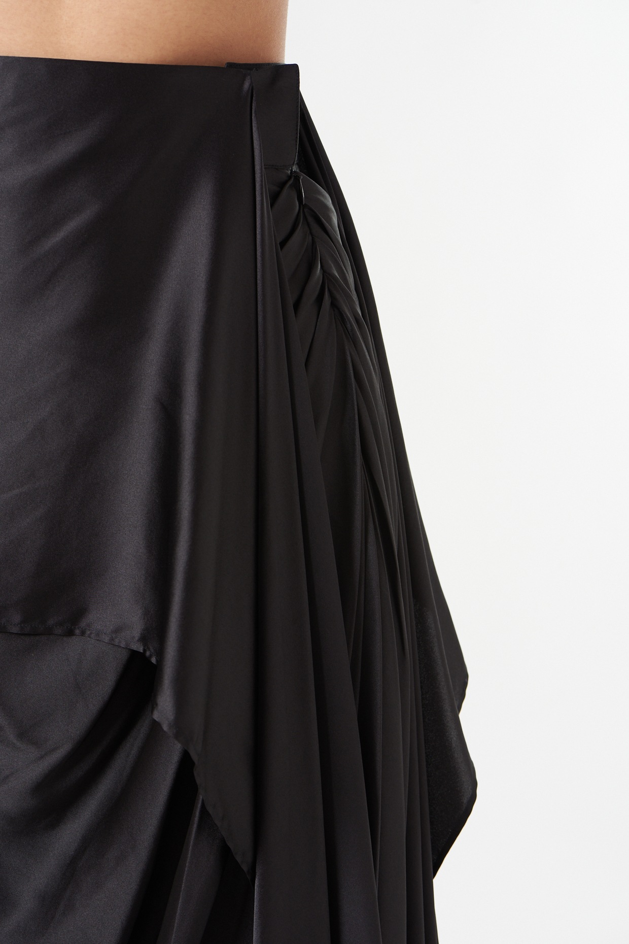 Black Satin Draped Skirt by 431-88 By Shweta Kapur at Pernia's Pop