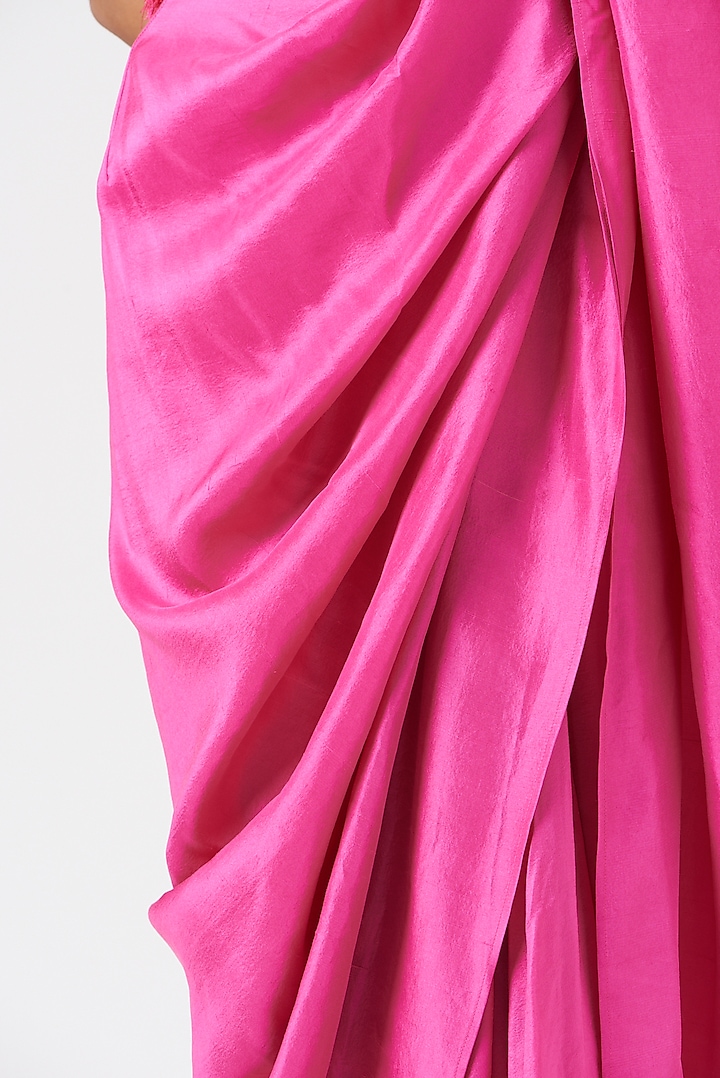 Fuchsia Silk Pre-Draped Wedding Saree Set by 431-88 By Shweta Kapur at Pernia's Pop Up Shop