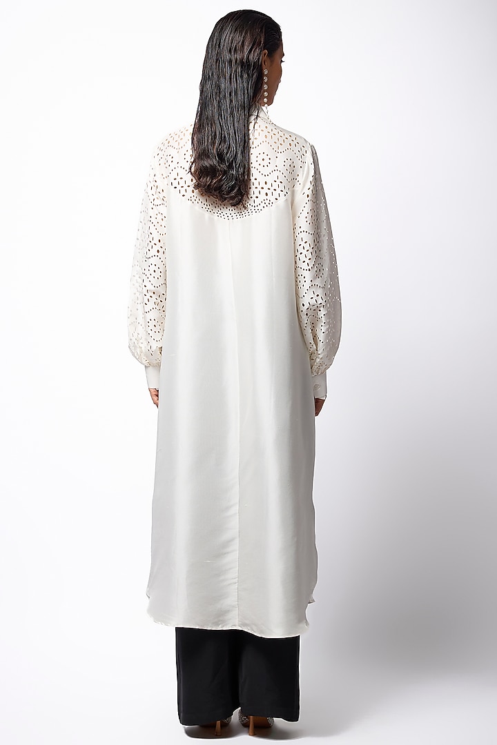 White Silk Shirt Cocktail Dress by 431-88 By Shweta Kapur at Pernia's Pop Up Shop